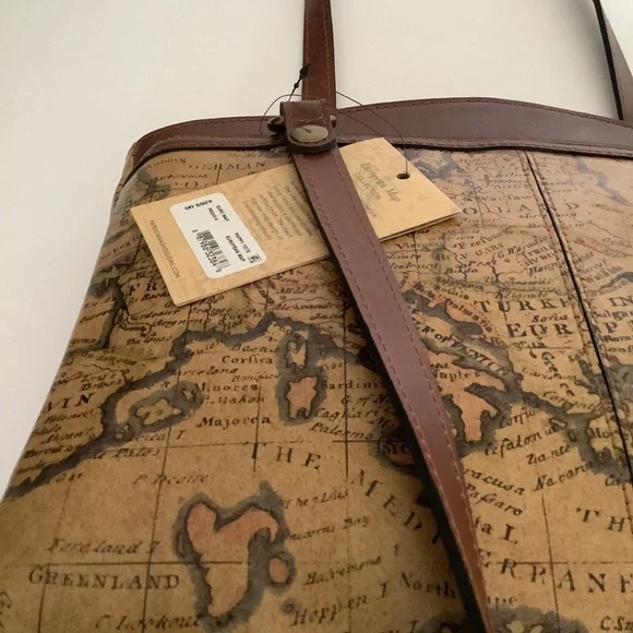 Patricia Nash Europe Map Poppy Leather Tote - Picture 6 of 13